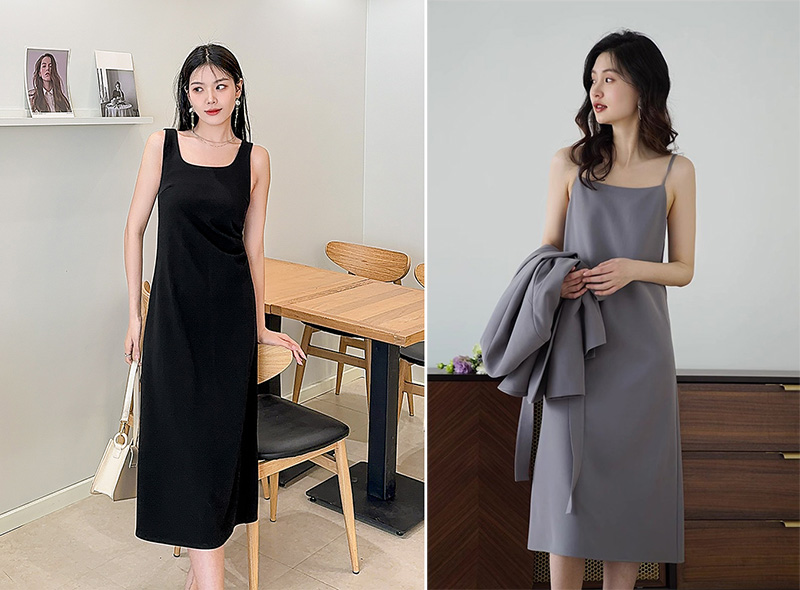 Đầm suông chữ A hai dây thanh lịch, quyến rũ