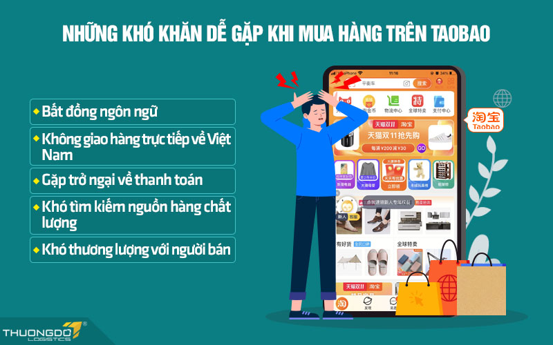 Khó khăn dễ gặp khi mua hàng trên Taobao