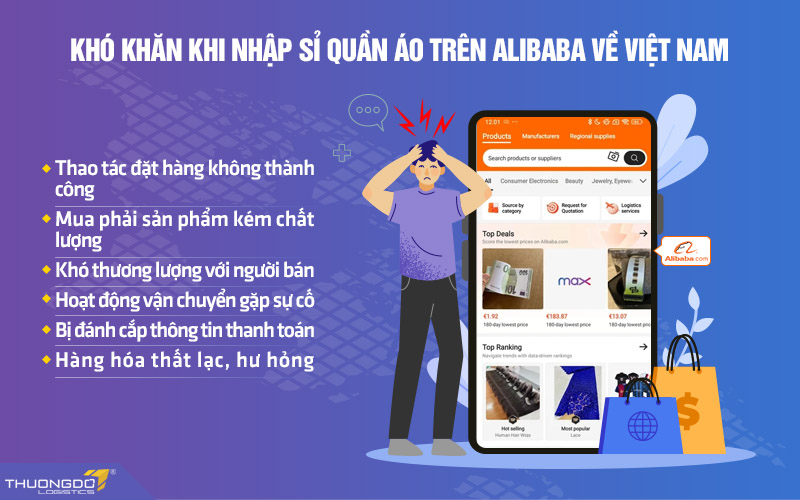 Khó khăn khi nhập sỉ quần áo trên Alibaba