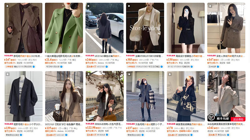 Order áo blazer nội địa Trung trên Taobao