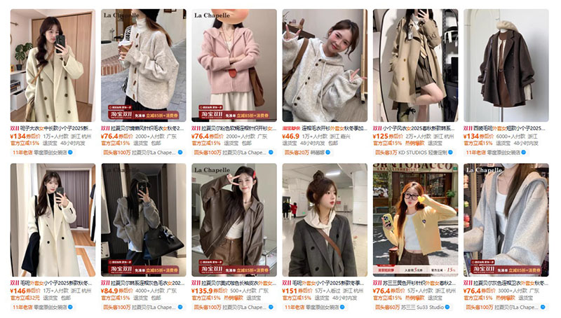Nhập áo khoác nữ nội địa Trung trên Taobao