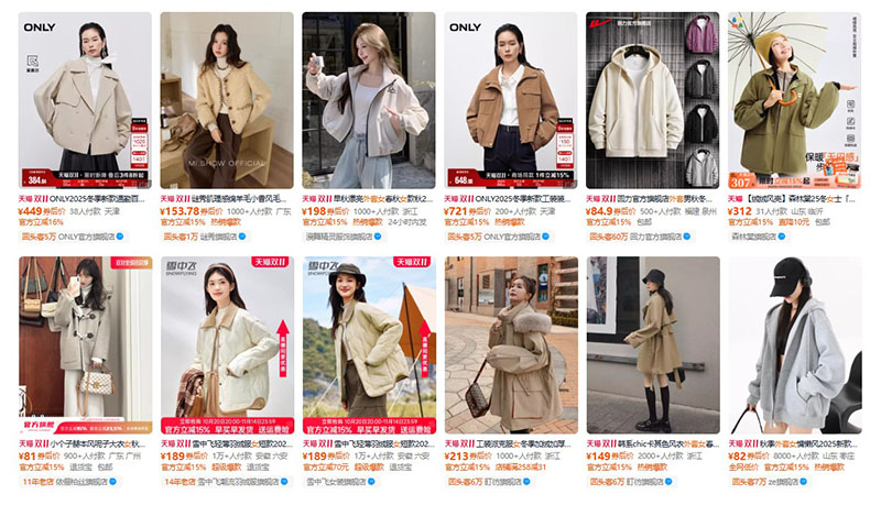 Nhập áo khoác nữ nội địa Trung trên Tmall