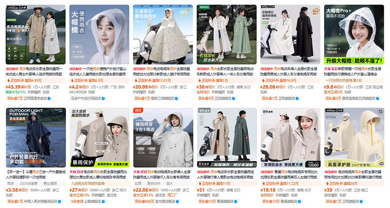 Nhập áo mưa nội địa Trung trên Taobao, Tmall