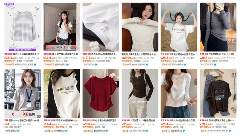Order áo thun nữ nội địa Trung trên Tmall, Taobao