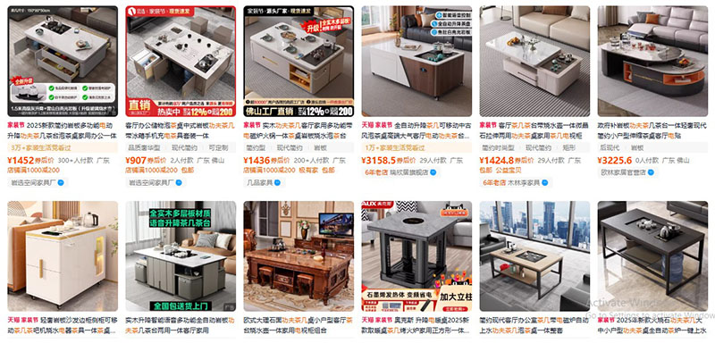 Nhập bàn trà điện Trung Quốc trên Taobao, Tmall