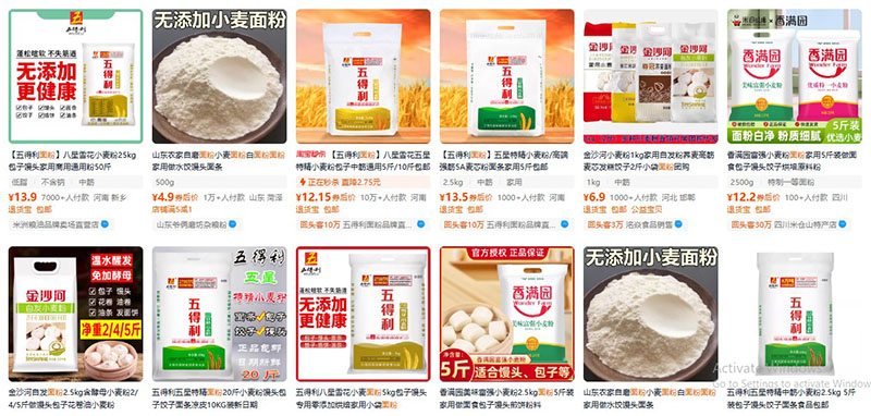 Nhập bột mì nội địa Trung trên Taobao