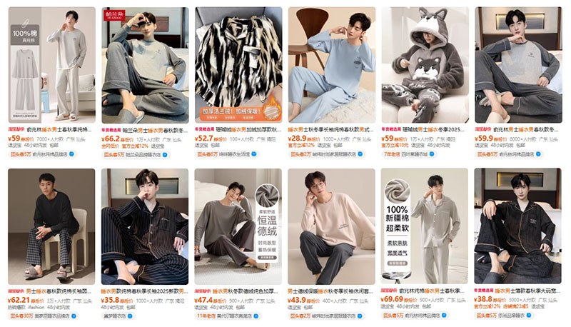 Order đồ ngủ nam nội địa Trung trên Taobao