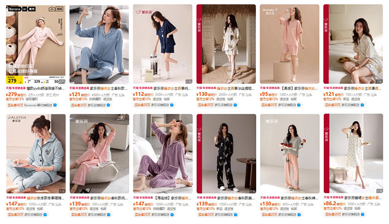 Order đồ ngủ nữ nội địa Trung trên Tmall