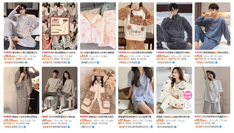 Order đồ ngủ nội địa Trung trên Taobao