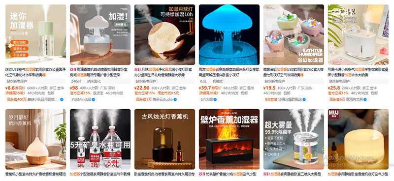 Nhập máy tạo độ ẩm nội địa Trung trên Taobao