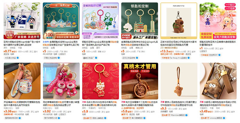 Nhập móc chìa khóa nội địa Trung trên Taobao, Tmall