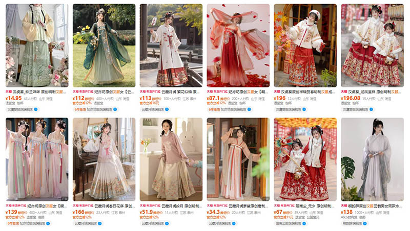 Nguồn trang phục truyền thống Trung Quốc trên các trang TMĐT nội địa Trung