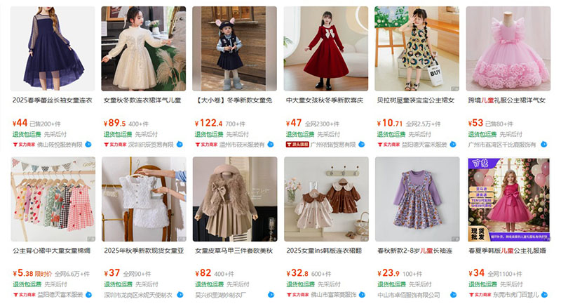 Order váy cho bé gái trên trang TMĐT 1688