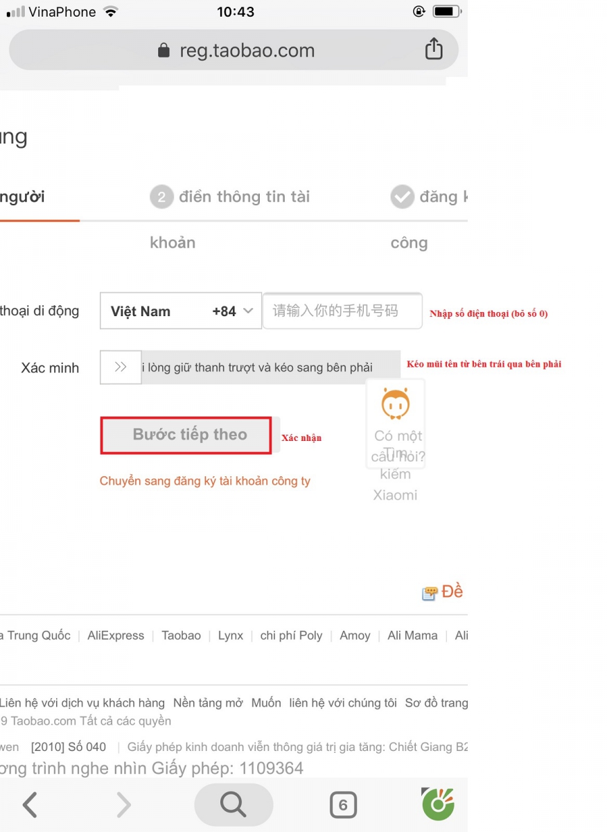 huong dan dang ky tai khoan tren taobao bang dien thoai 2