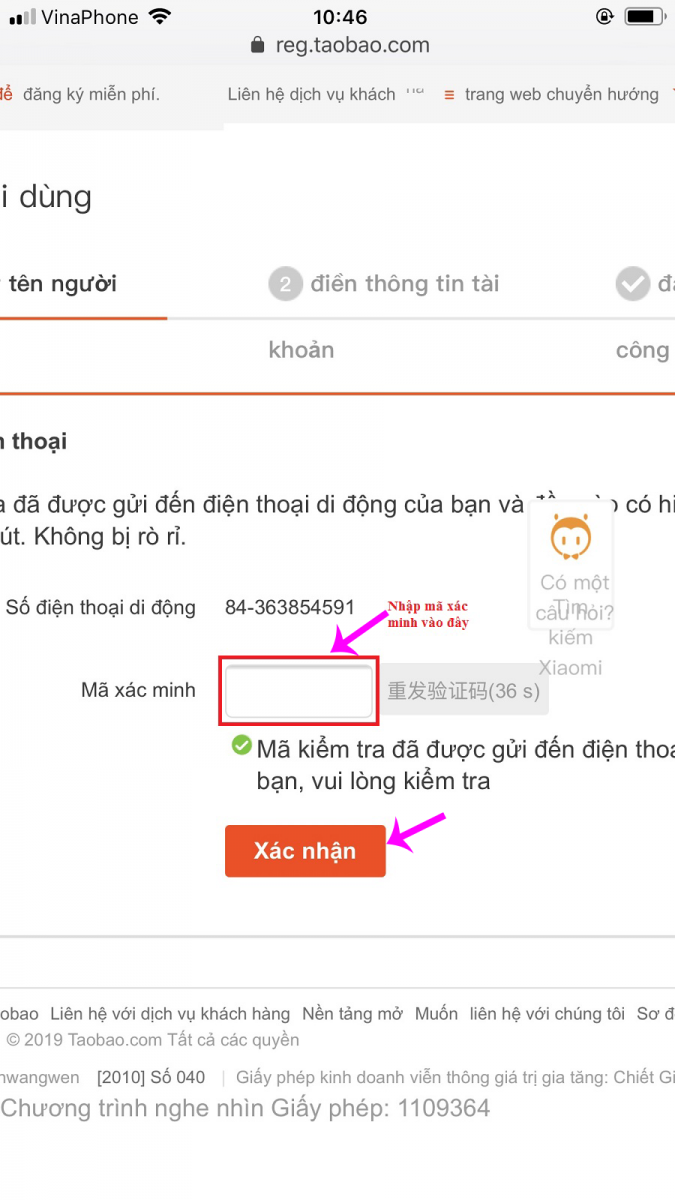 Hướng dẫn đăng ký tạo tài khoản Taobao trên điện thoại tại eOrder.vn