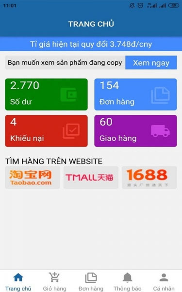 Giao diện app Thương Đô