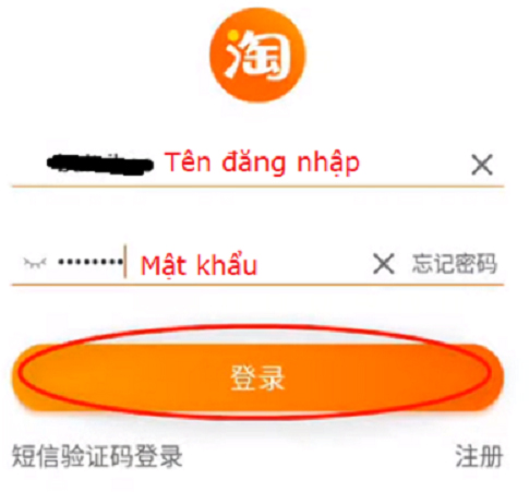 Đăng nhập tài khoản Taobao