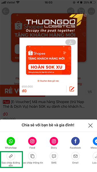 Click vào biểu tượng sao chép link sản phẩm shopee để lấy link