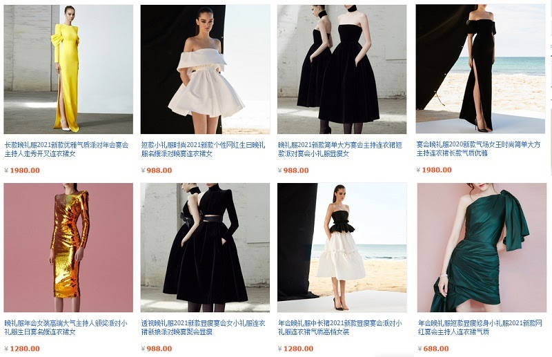 Váy dạ hội Taobao luôn đa dạng về kiểu dáng, chất liệu và màu sắc