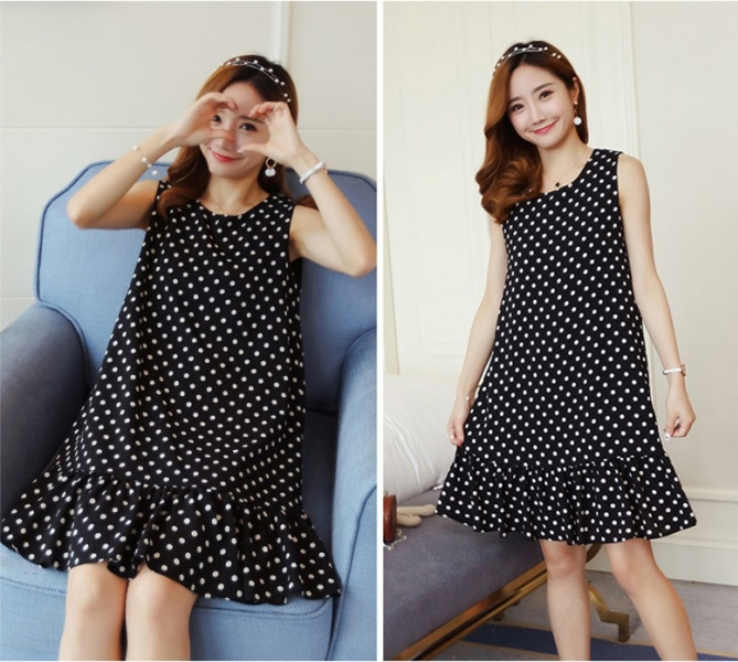 Mẫu đầm suông chấm bi