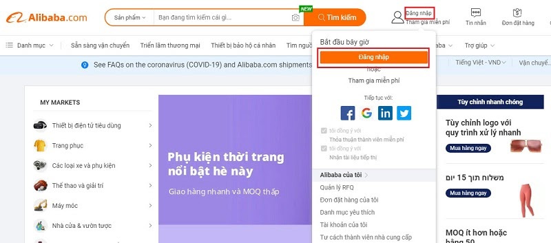 Bạn vào lại giao diện, bấm chọn “Sign in” hoặc “Đăng nhập”