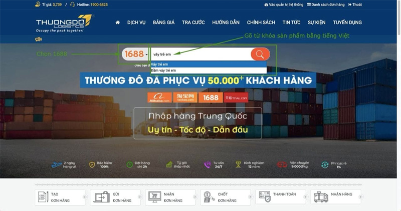 Tại Thương Đô, chủ shop có thể tìm kiếm sản phẩm bằng tiếng Việt