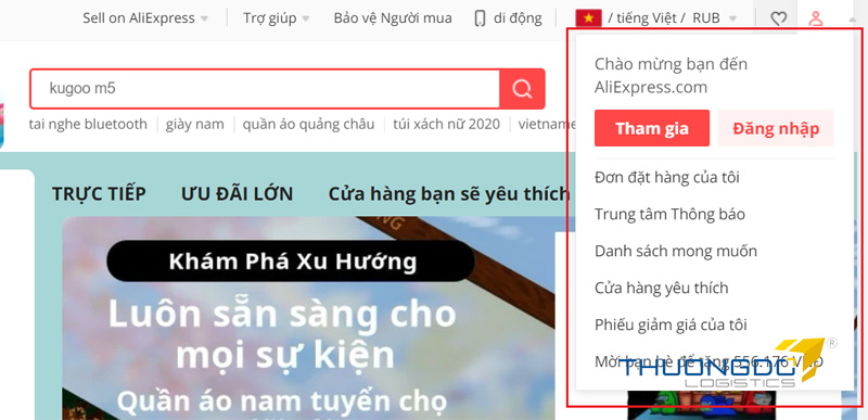 Chọn mục “tham gia” để đăng ký tài khoản