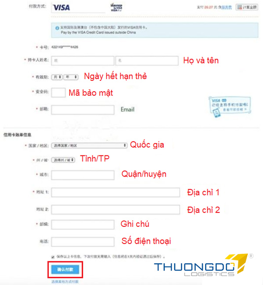 Nhập thông tin thanh toán theo hướng dẫn để hoàn tất.