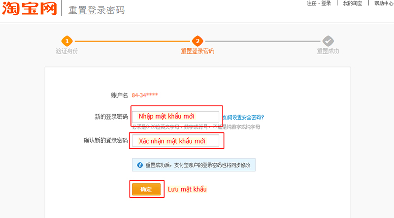 Bạn điền mật khẩu mới, sau đó xác nhận và lưu mật khẩu mới lại.