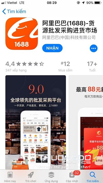 Tải và cài đặt app mua hàng 1688 về điện thoại di động của bạn