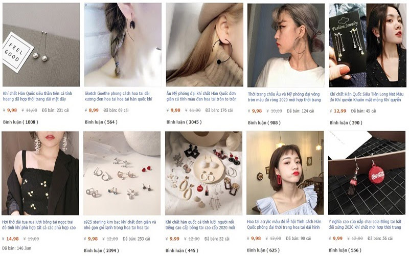 Một số mẫu bông tai Taobao hot trend năm 2021