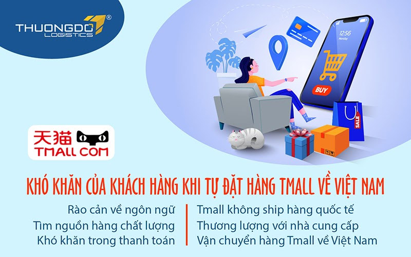 Khó khăn của khách hàng khi tự đặt hàng Tmall về Việt Nam