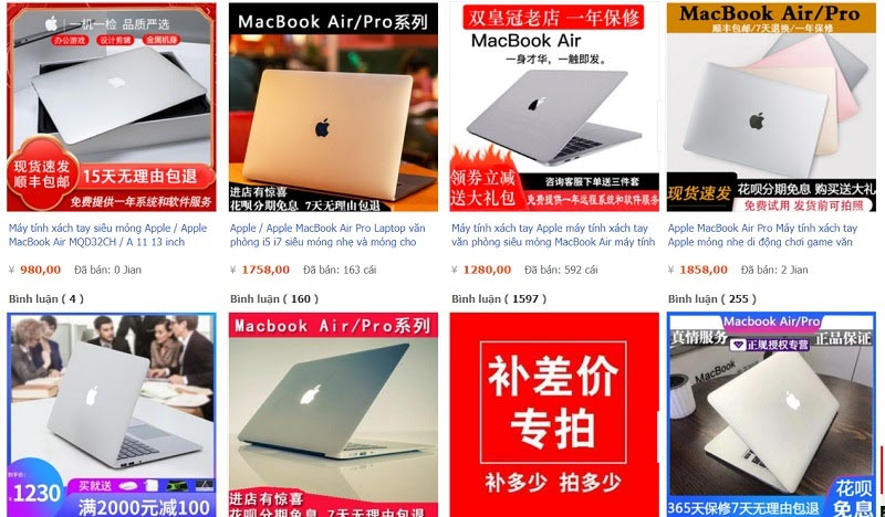 Dòng máy macbook được bán trên Taobao