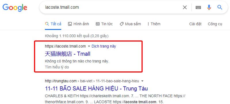 Tìm kiếm hàng hiệu gián tiếp trên Google