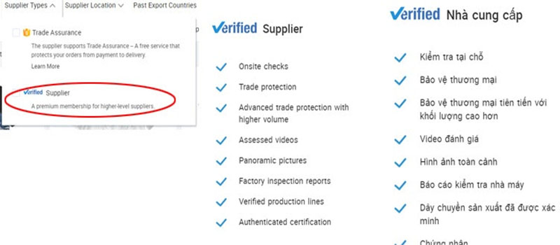 Nhà cung cấp được xác thực trên Alibaba