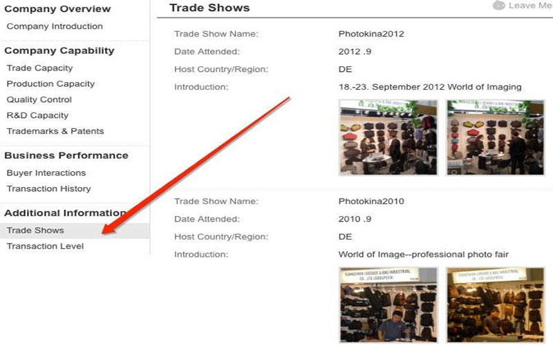 Tìm hiểu thông tin về Trade Shows của nhà cung cấp