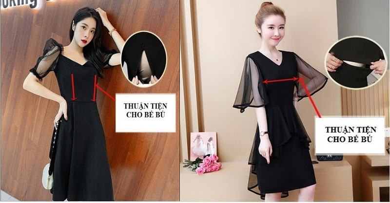 Kiểu váy cho con bú mùa hè với chất liệu cotton