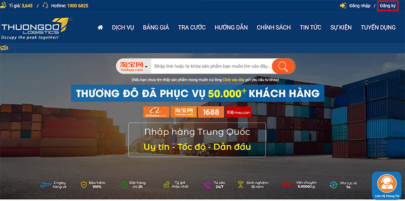  Bấm “Đăng ký” để đăng ký tài khoản đặt hàng của Thương Đô