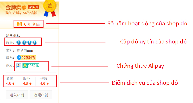  Các cấp độ uy tín trên Taobao