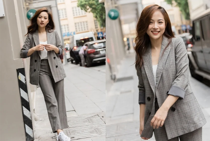  Áo blazer nữ caro