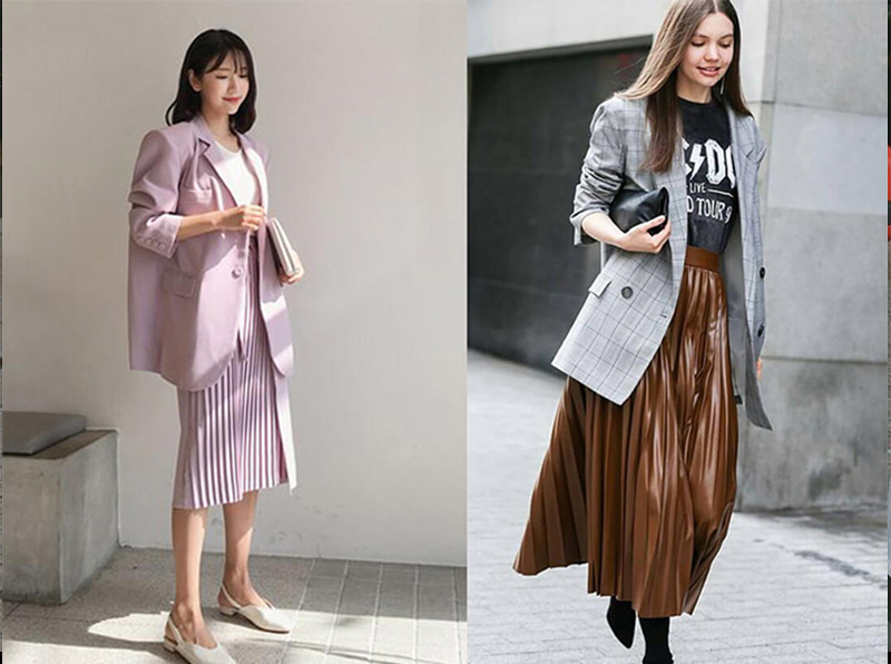  Áo blazer mix với chân váy