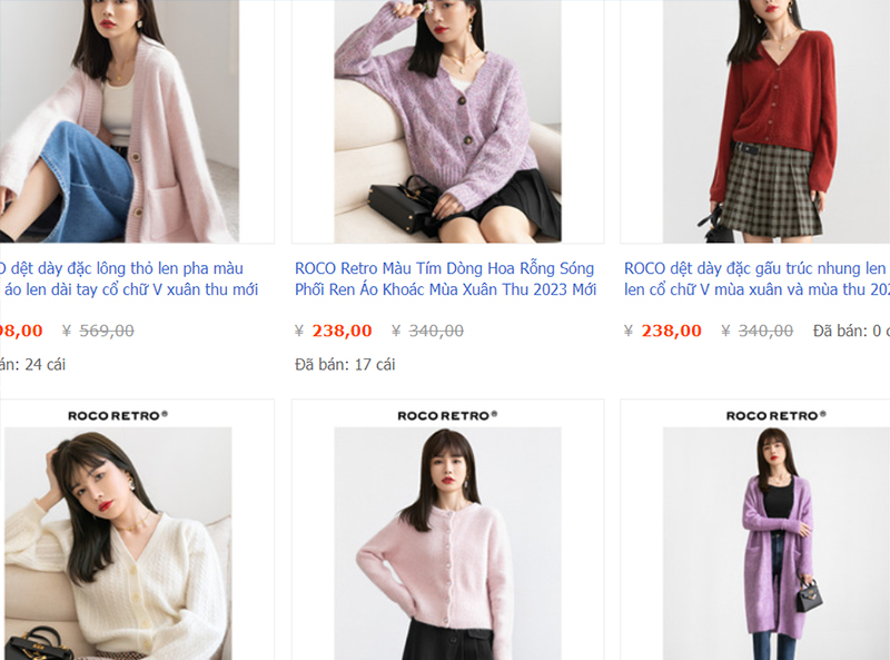  Một số link shop order áo cardigan Trung Quốc uy tín trên Taobao