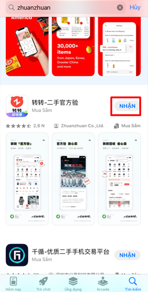  Bấm “Nhận” để tải app về máy