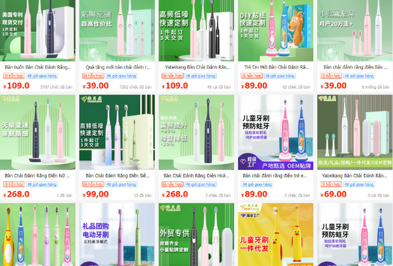 Shop order bàn chải đánh răng điện trẻ em Trung Quốc uy tín
