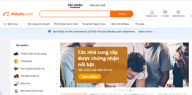Bấm vào “Alibaba của tôi” để kiểm tra thông tin