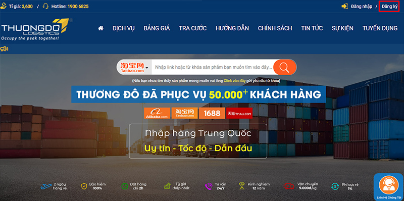 Giao diện chính của Thương Đô Logistics