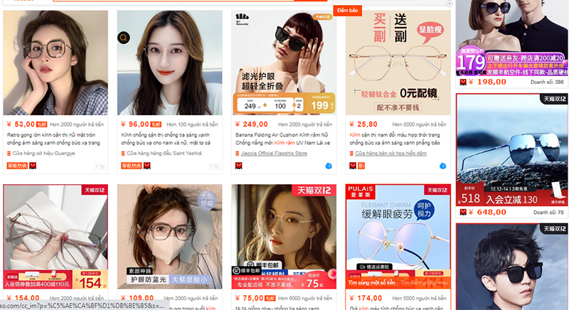  Danh sách sản phẩm kính mắt mà bạn cần tìm trên Taobao