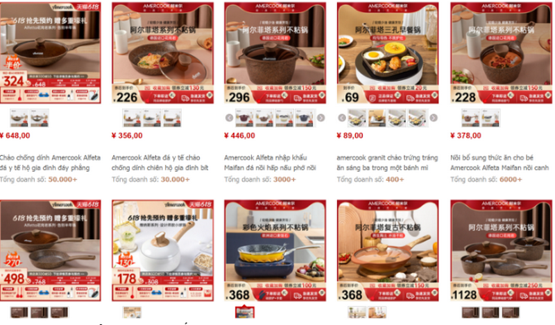 Các shop order chảo đá Trung Quốc uy tín trên Taobao, Tmall