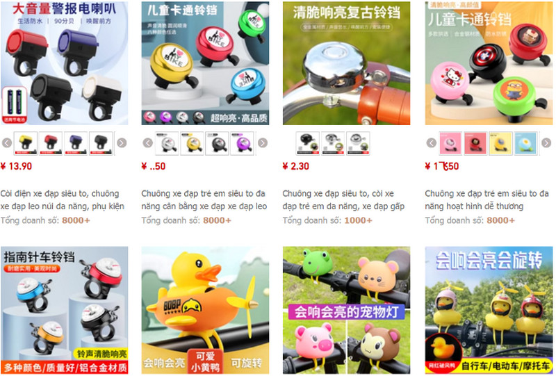 Link order chuông xe đạp Trung Quốc chất lượng giá tốt trên Taobao, Tmall