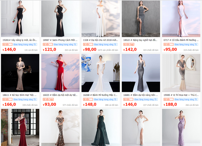  Váy đầm dự tiệc Quảng Châu dáng dài là một trong những mẫu váy bán chạy nhất hiện nay